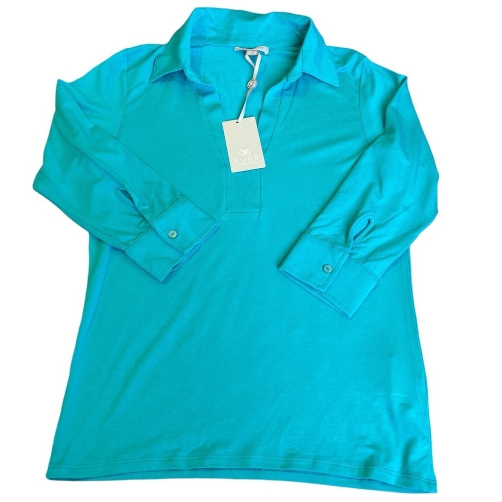 NWT Pure Collection Collared Jersey Top 3/4 sleeve Size 2‎